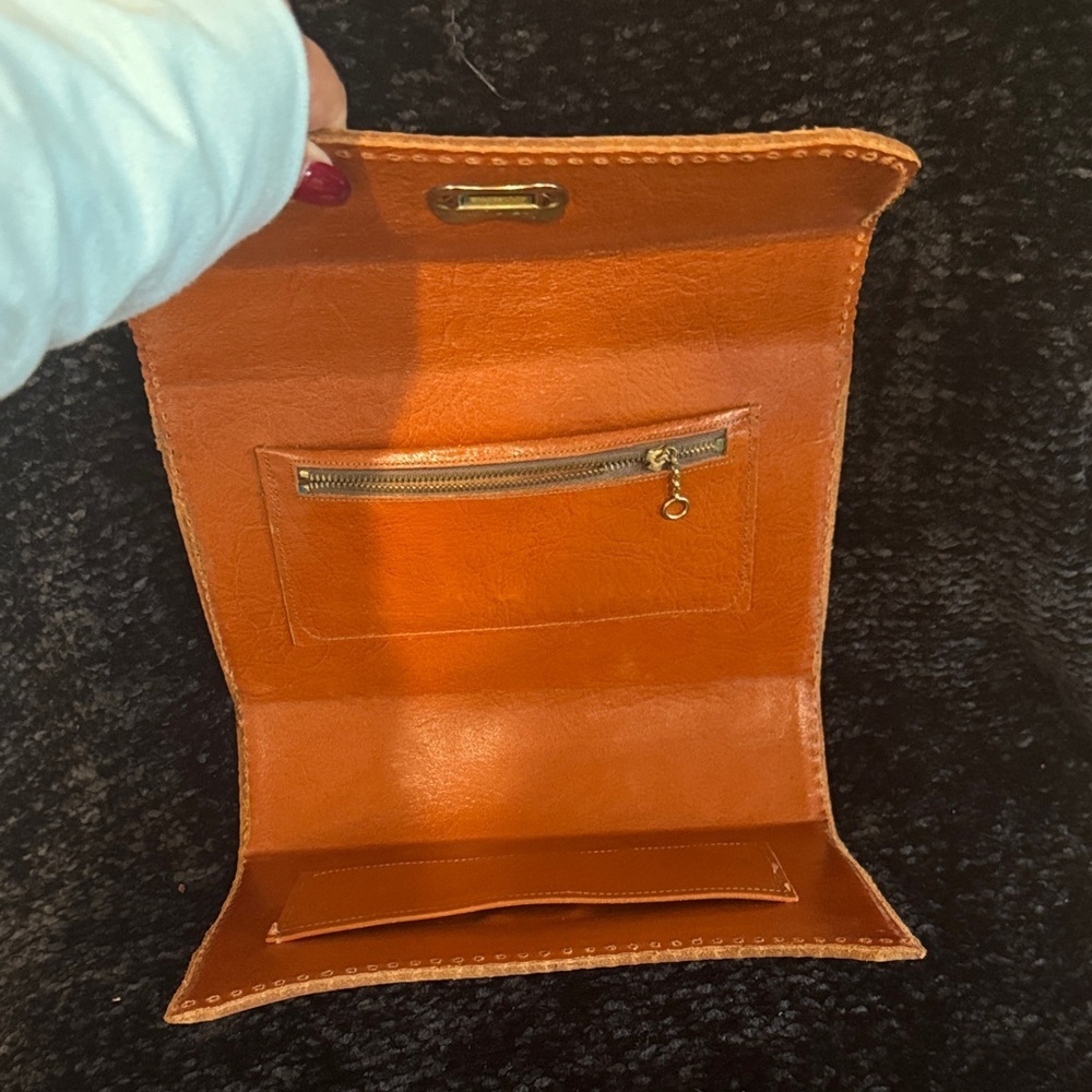 Embossed Leather Wallet with Floral Design - Picture 5 of 9